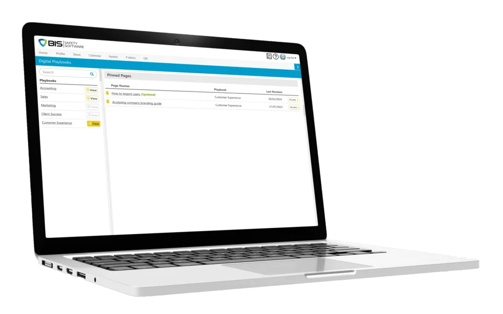 BIS Safety Software on a laptop